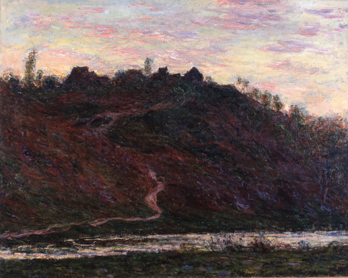 クロード・モネ《ラ・ロシュ＝ブロンの村（夕暮れの印象）》1889年 三重県立美術館宗教ではなく作家各々で主題に「聖性」を見出す時代へ。モネは自然と対峙した。
