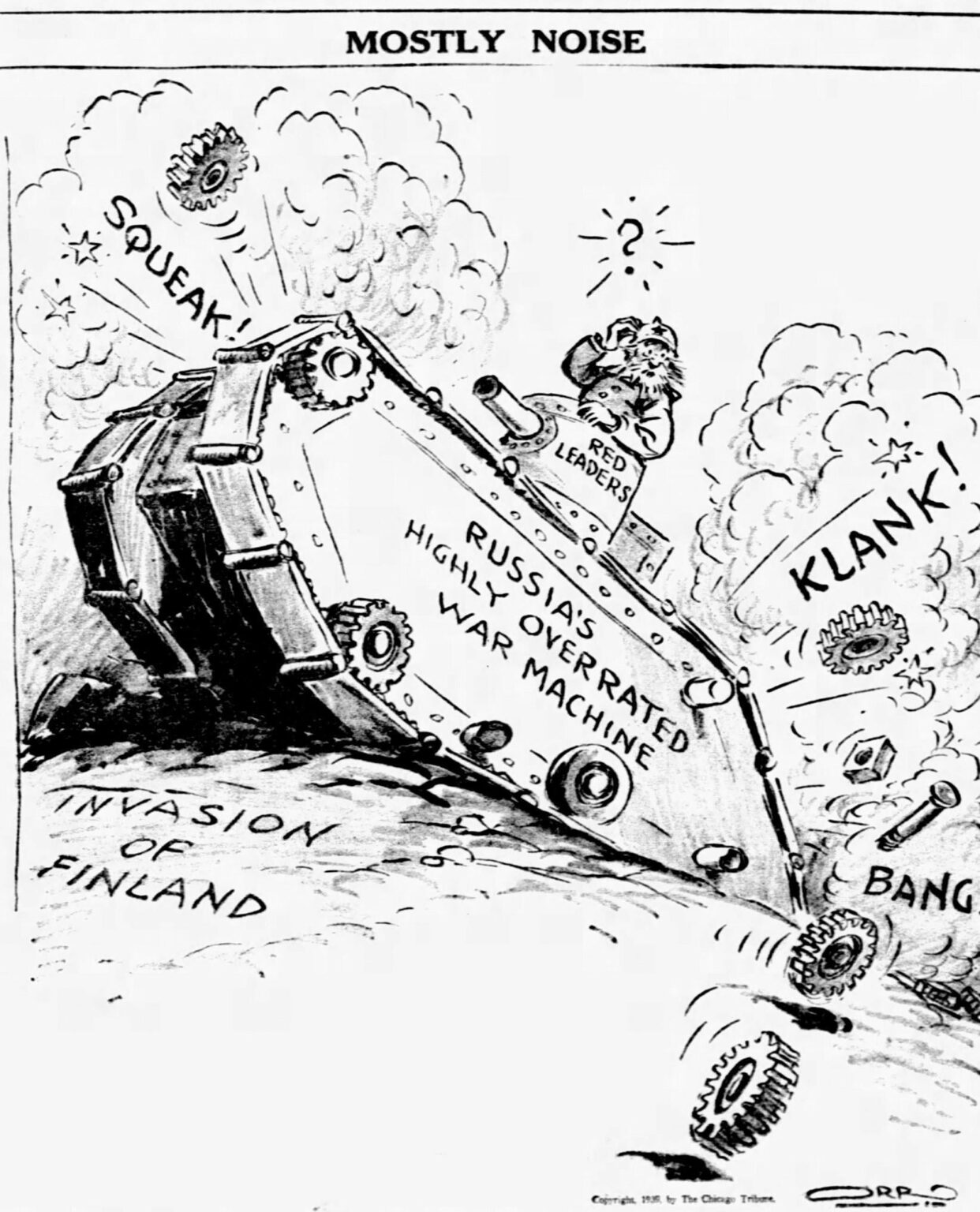1939 年 11 月 30 日 - 74 年前に始まったロシアのフィンランド侵攻を描いた「シカゴ トリビューン」の漫画。