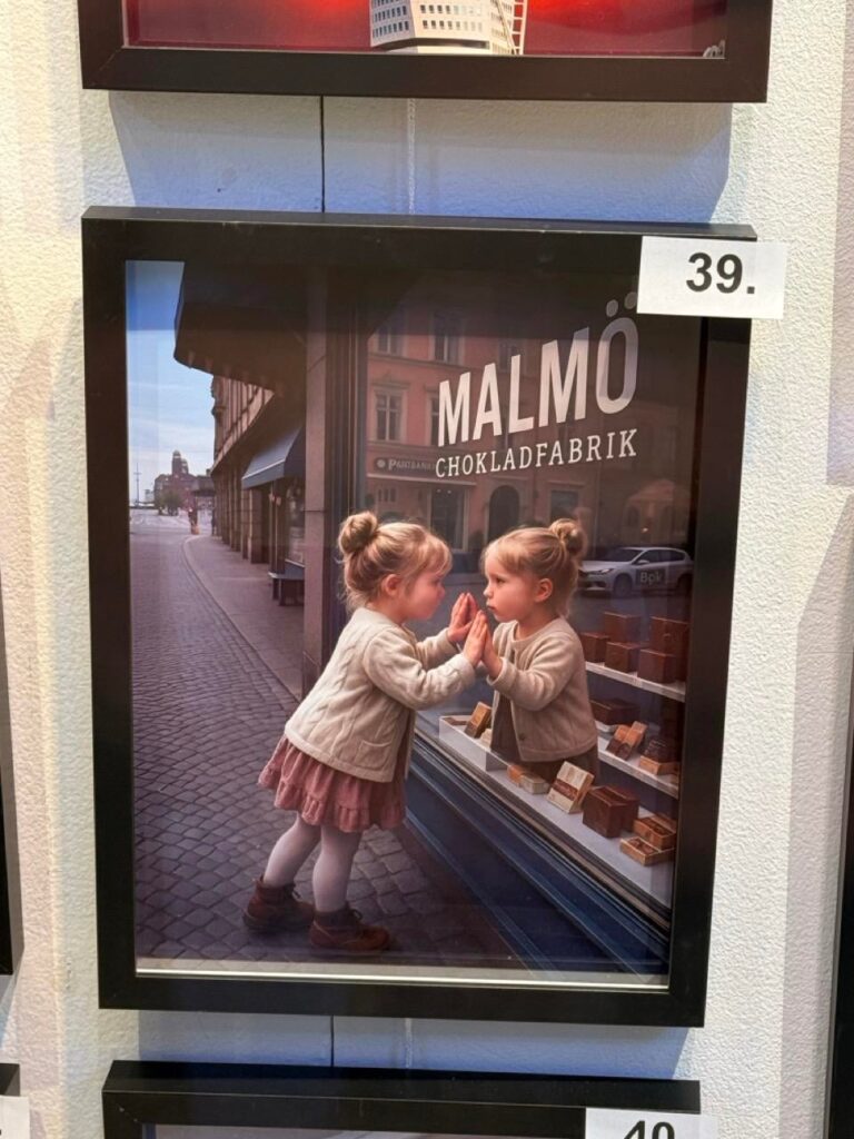 アーティストがマルメのモールで AI 生成画像を展示 (Photoshop コラージュを混合)