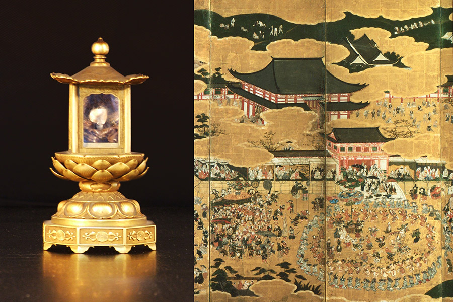 重要文化財「豊国祭礼図屏風」をはじめ、秀吉公や桃山文化の関わりある貴重な資料を、宮司さんと共に鑑賞するツアー形式の夜間特別拝観。8日・9日共に17:30、18:30、19:30の3回、各回15名、所要時間は30分程度