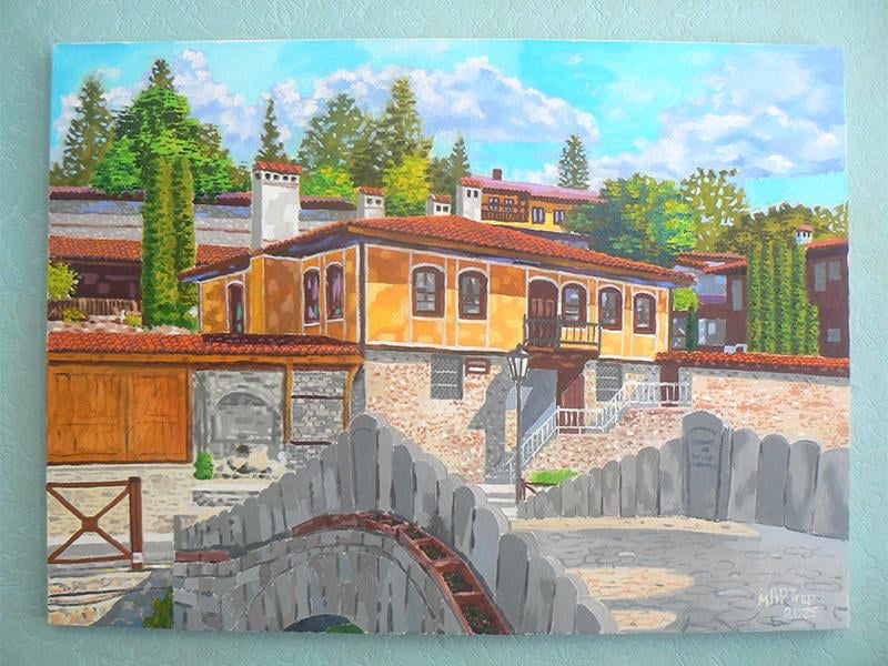 コプリフシティツァからの風景。キャンバスの大きさは50×70cmです。油絵の具で塗りました。