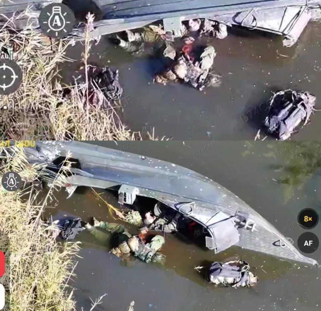 軍隊を乗せたロシアの上陸用舟艇がヘルソン州の左岸で破壊された。ロシア軍は川を越えて陣地を強化しようとしたが、川に到達する前に排除された。