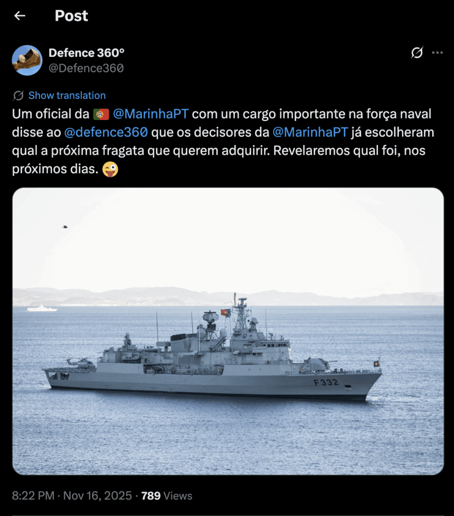 新しいフリゲート艦は数日以内に判明するでしょう。
