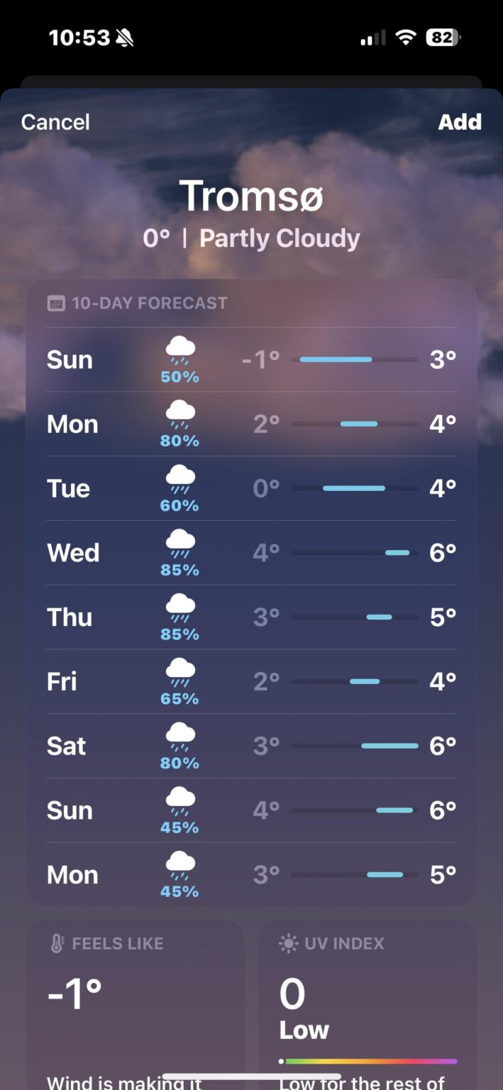 来週トロスモを訪れるのですが、天気が悪そうなので考え直したほうがいいでしょうか？