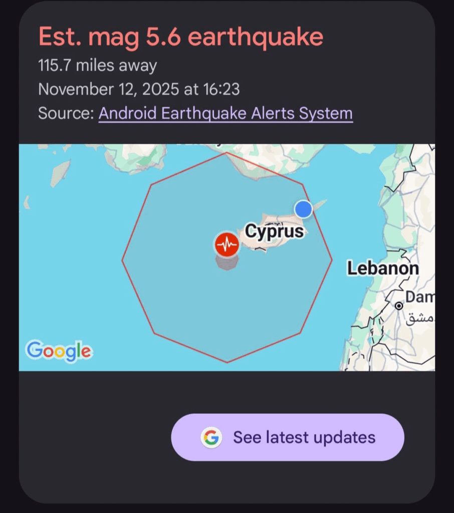 5.6 パフォス沖のマグニチュード地震