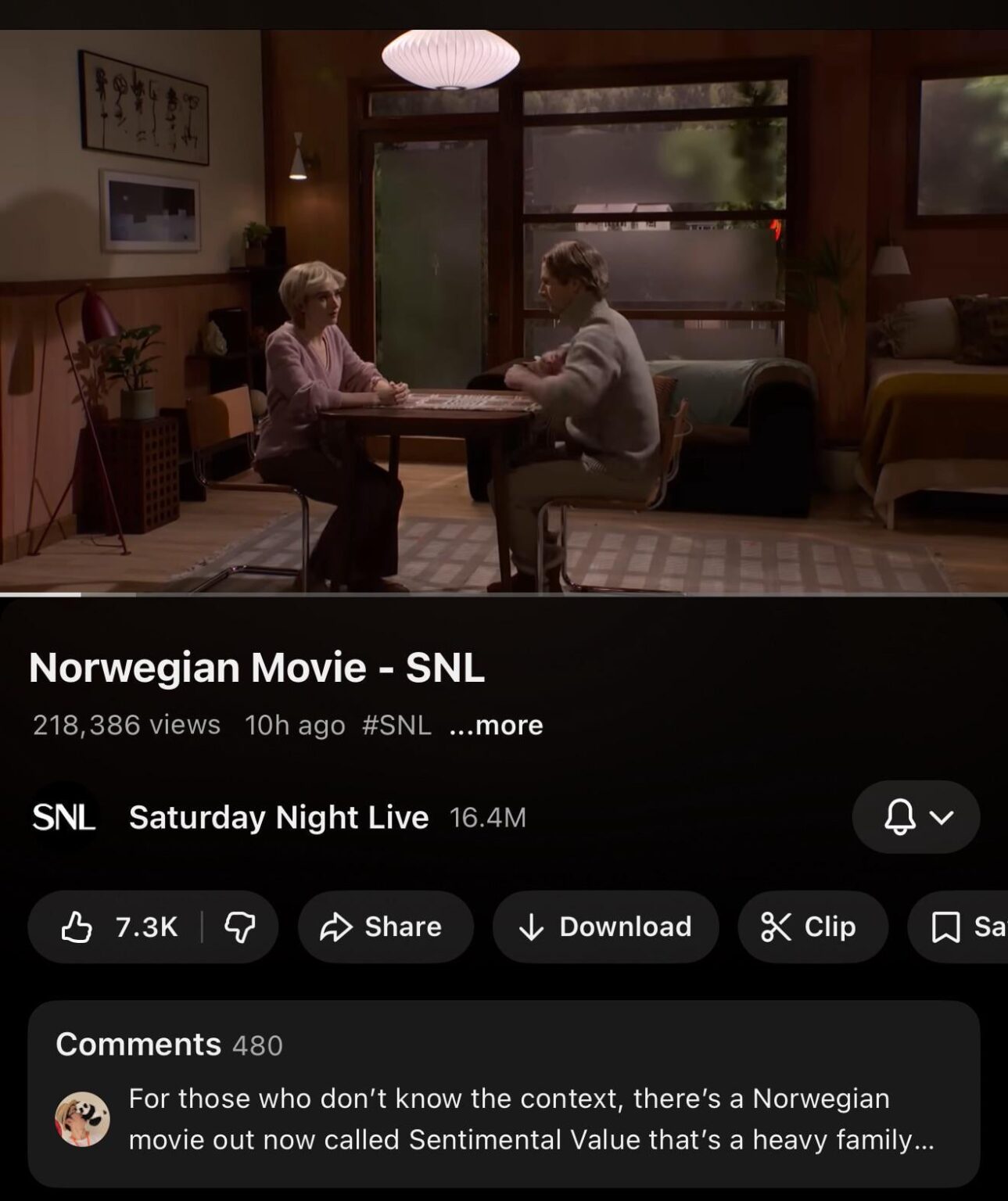昨夜のSNLのノルウェー映画に関するエピソード