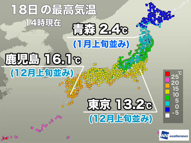 関東以西は日差しに温もり 北日本は冬らしい寒さ