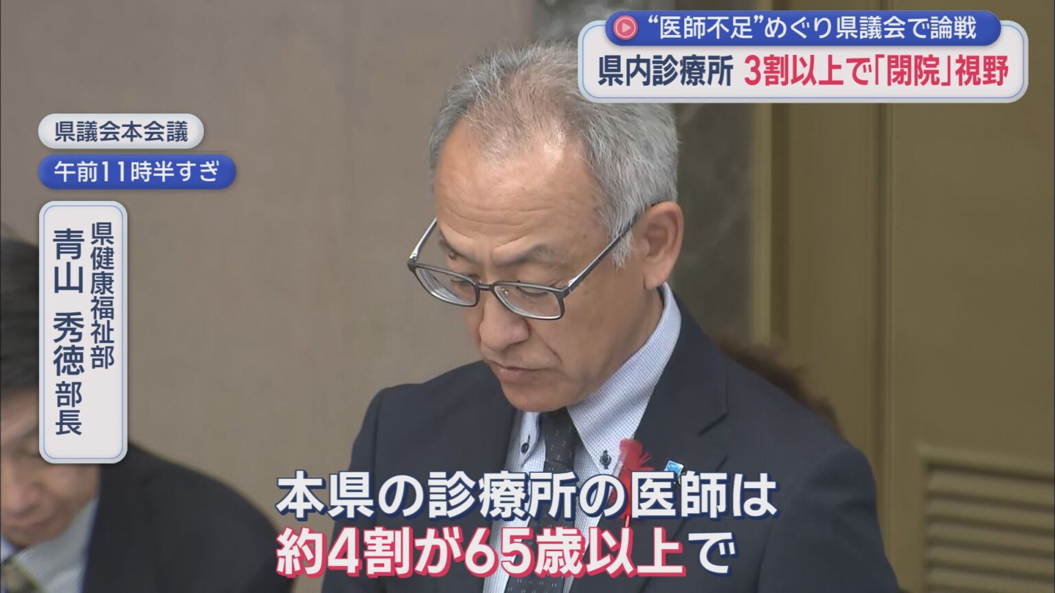 診療所の後継者不足が深刻化　静岡県内の診療所の医師の４割が６５歳以上で３割以上が閉院を視野に　医師不足を指摘する質問相次ぐ　静岡県議会 - LOOK 静岡朝日テレビ