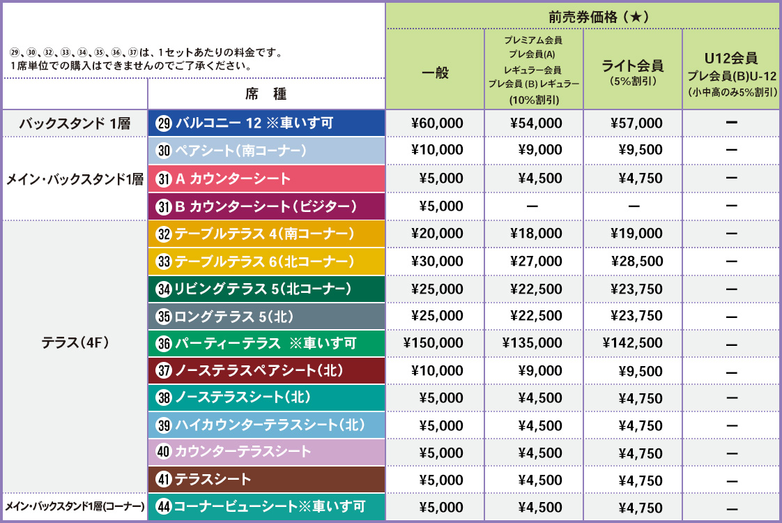 バラエティー席（前売券） 