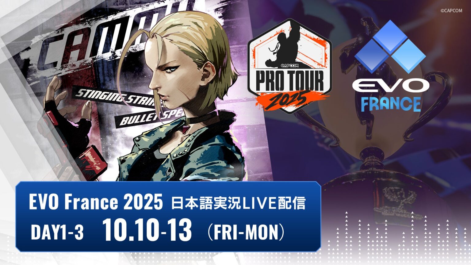 フランスで開催されるオフライン大会「EVO France 2025」の『ストリートファイター6』部門を日本語実況付きでお届け! | 株式会社カプコンのプレスリリース フランスで開催されるオフライン大会「EVO France 2025」の『ストリートファイター6』部門を日本語実況付きでお届け! | 株式会社カプコンのプレスリリース