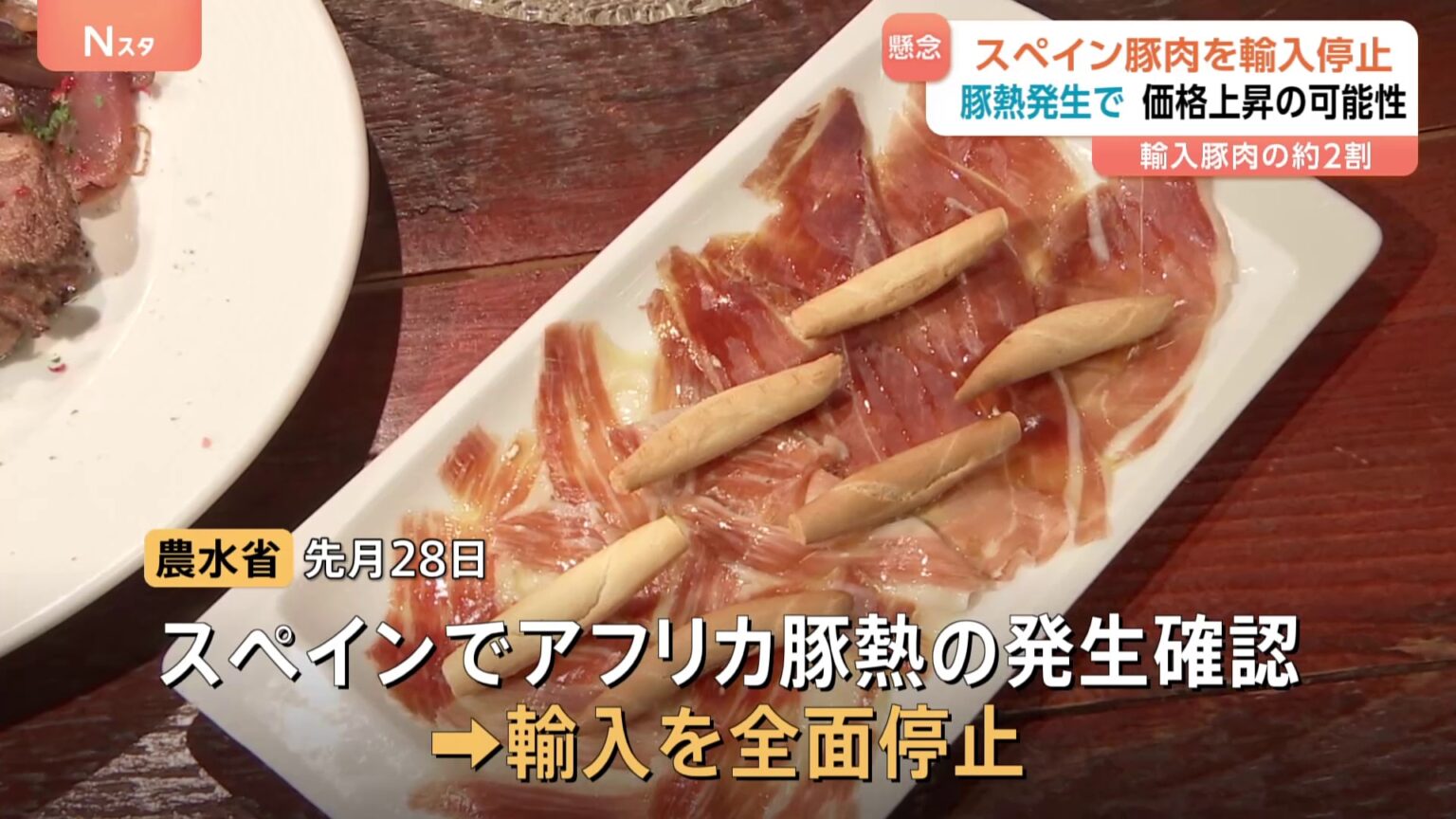 スペイン産豚肉の輸入を全面停止 アフリカ豚熱の発生確認で 鈴木農水大臣「需給に一定程度の影響は当然ある」(TBS NEWS DIG Powered by JNN) スペイン産豚肉の輸入を全面停止 アフリカ豚熱の発生確認で 鈴木農水大臣「需給に一定程度の影響は当然ある」(TBS NEWS DIG Powered by JNN)