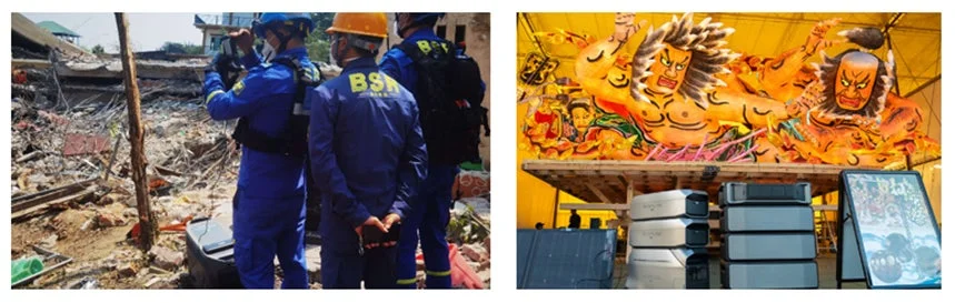 EcoFlowのCSR活動を示す災害現場での支援活動と地域文化への貢献イメージ