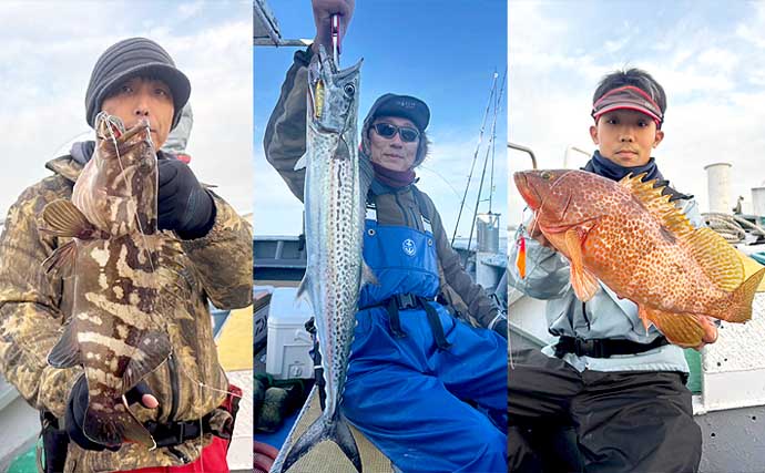 【沖のルアー釣果速報】SLJ＆タイラバ便で多彩な釣果！クエ・サワラ・キジハタ好捕（愛知・静岡）