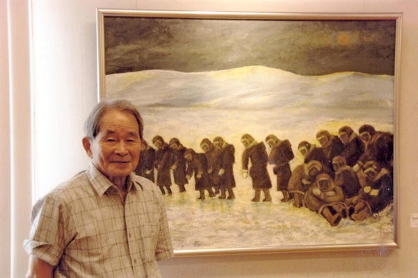 シベリアでの抑留体験を描き続けた川田一一さん＝千田豊実さん提供