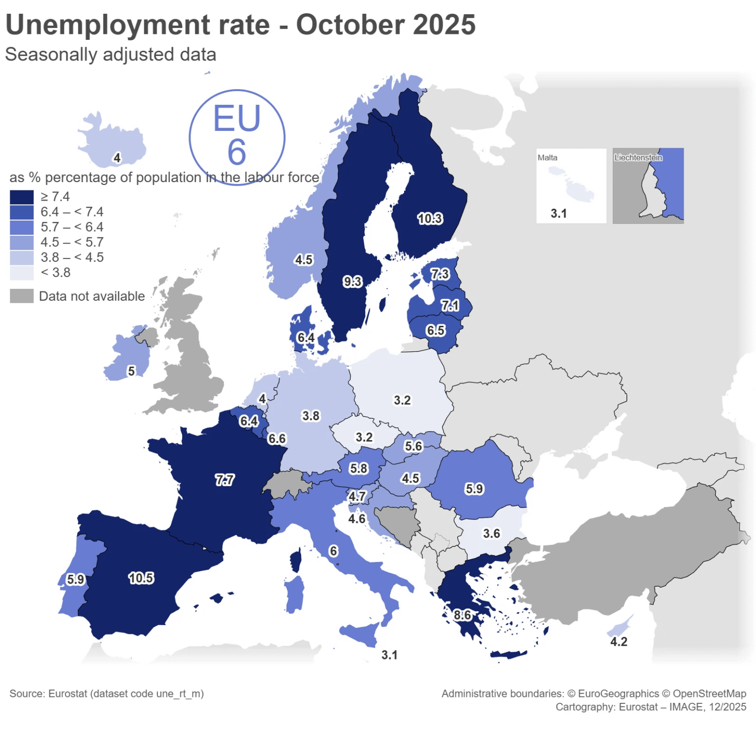 欧州の失業率、間もなくフィンランドがスペインをわずか0.2％の差で追い抜く