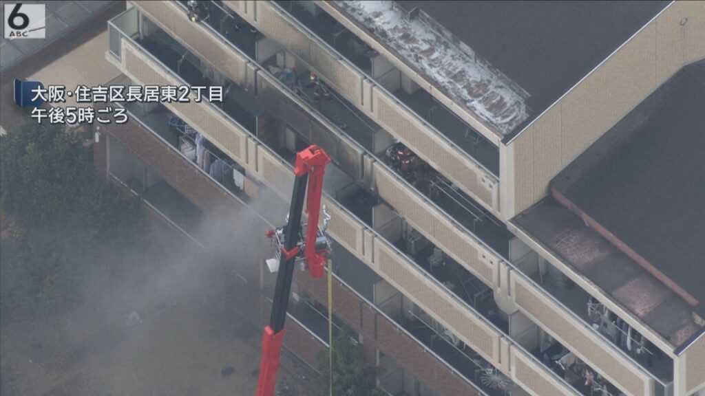 5階建てマンション火災で女性死亡 80代の住人か 大阪・住吉区 5階建てマンション火災で女性死亡 80代の住人か 大阪・住吉区