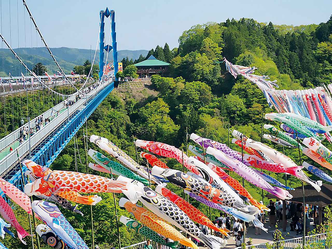 画像: 竜神大吊橋／茨城県常陸太田市の竜神峡に架かる全長375m・高さ100mの歩行者専用橋。四季の絶景やバンジージャンプが楽しめる日本最大級の観光吊橋。