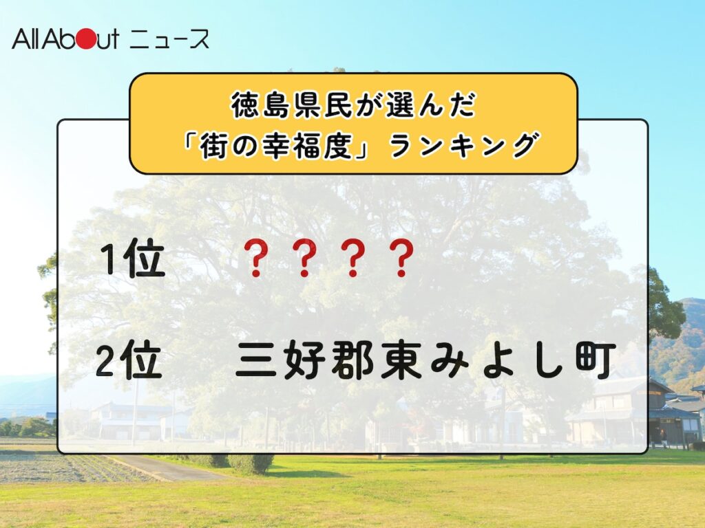 【2025年版】徳島県民が選んだ「街の幸福度（自治体）」ランキング！ 2位「三好郡東みよし町」、1位は？ - All About ニュース