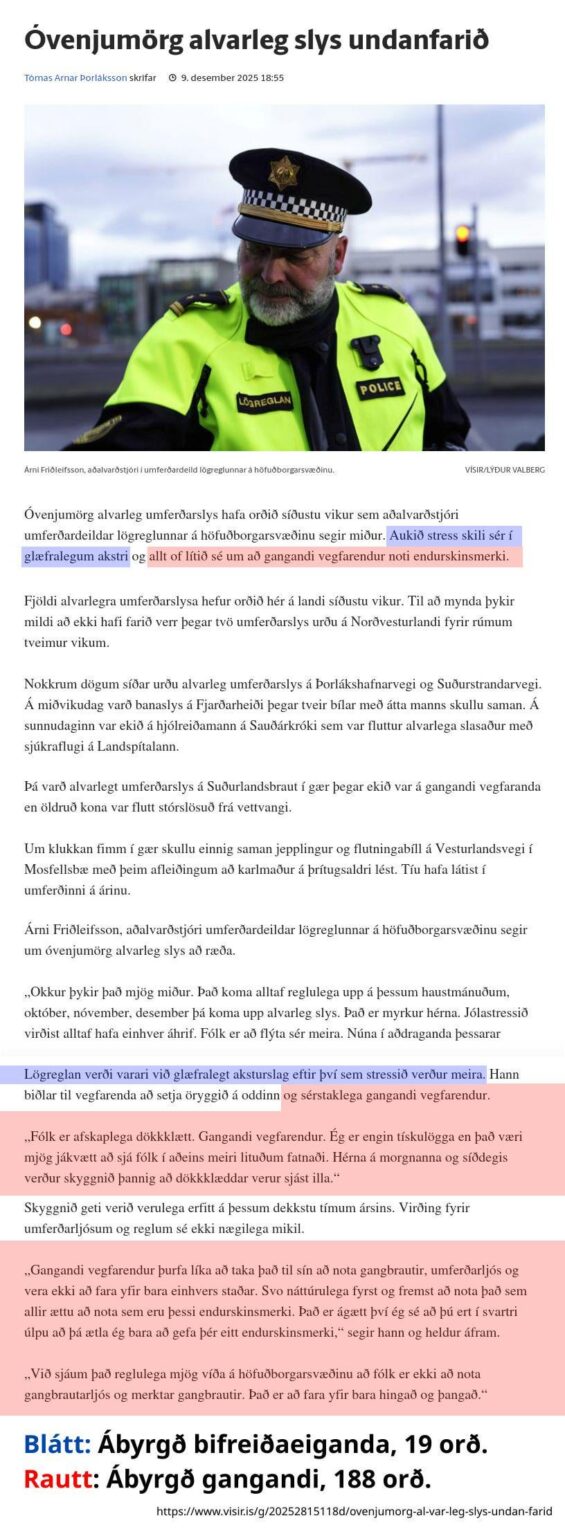 Visir によるこの記事は興味深いものでした。明らかに反射板の不足が主な問題であり、2トン車のスタント運転ではない。