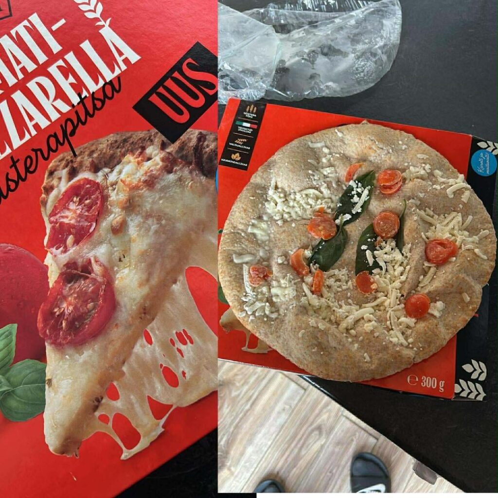 マキシマのピザの値段は 4 ユーロ以上、箱の写真と現実...