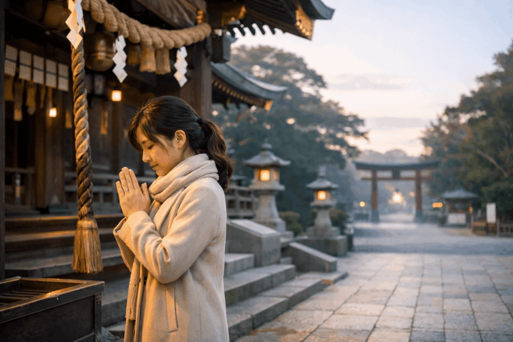 混雑前の静かな境内で、落ち着いて手を合わせられます。