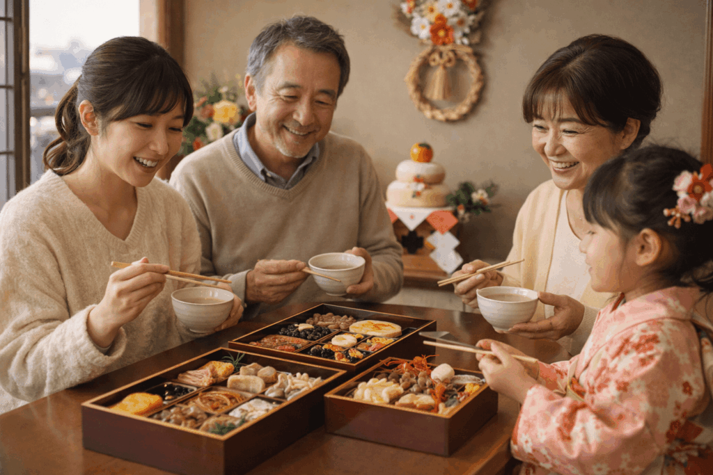 家族とおせちを囲む。