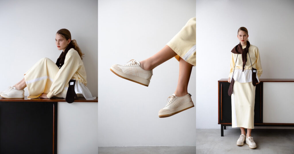 「エミ」から「オニツカタイガー」別注スニーカーが登場　“メキシコ 66”にプラットフォームを採用 - WWDJAPAN