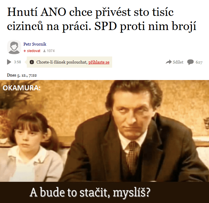 ANO運動は10万人の外国人を働かせたいと考えている。 SPDは彼らを防御します...