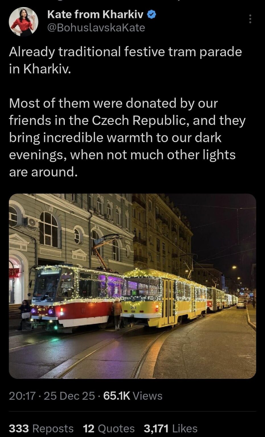 ウクライナのチェコの路面電車。