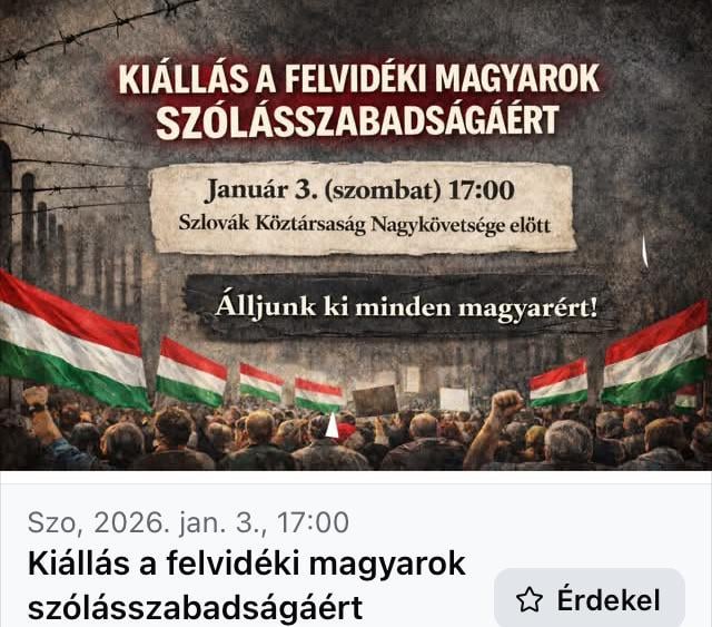 ブダペストのスロバキア大使館前でベネシュ令に反対する抗議活動
