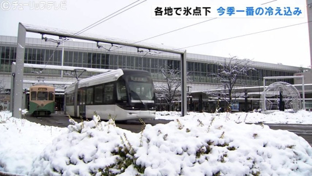 すべての観測地点で氷点下 7地点で今季最低気温 積雪は猪谷で34センチ 夕方から雪か雨 富山