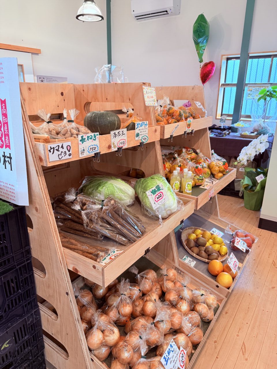 2025年10月20日に高知市高須にオープンした”ユニークな八百屋”「森尾商店」の店内の様子