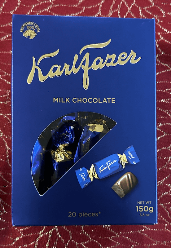 アメリカのクリスマスプレゼントとして、素敵なフィンランドのチョコレートをもらいました。