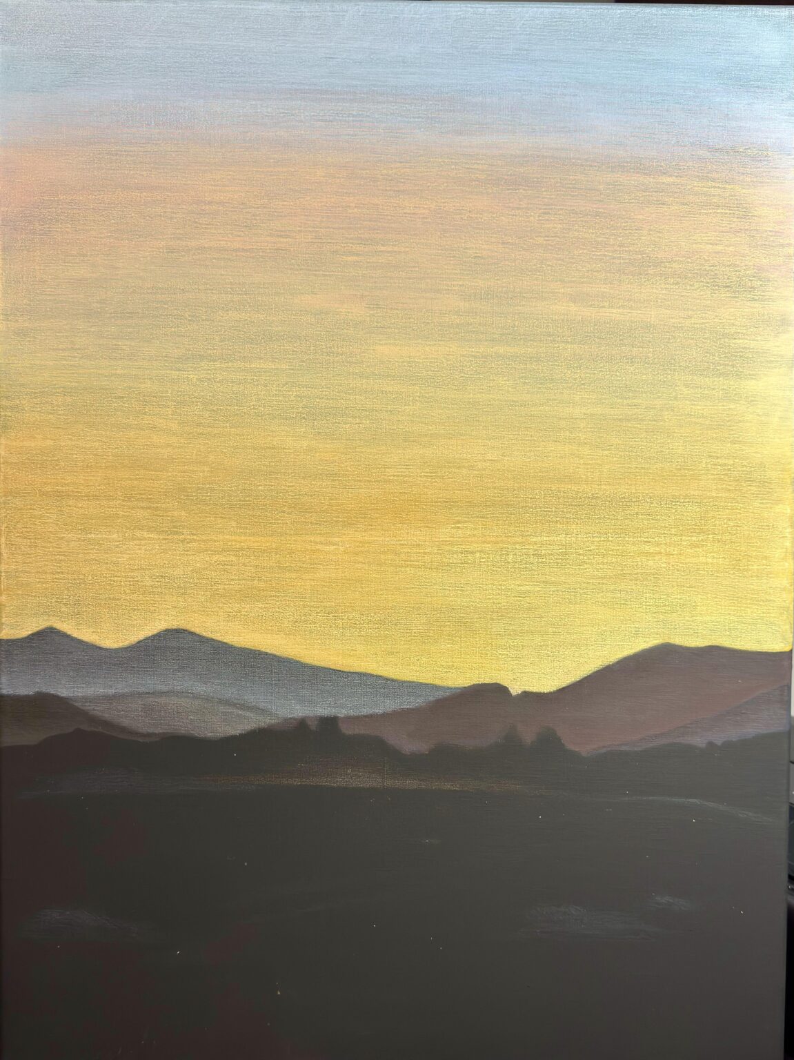 ラルナカのソフアデスビーチの後ろに沈む夕日を描きました