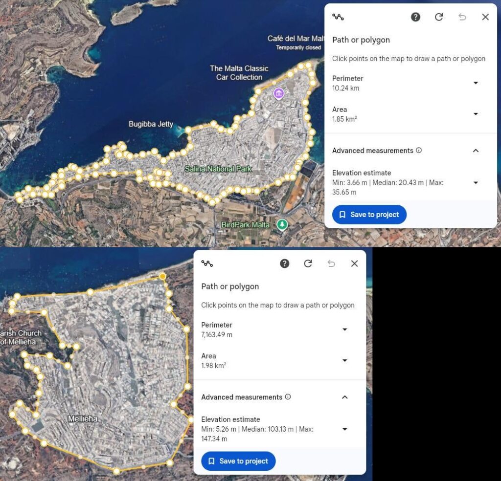 都市部のメッリエアは都市部のセント ポールズ ベイよりも大きい
