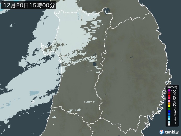 秋田県の過去の雨雲レーダー(2025年12月20日) – 日本気象協会 tenki.jp 秋田県の雨雲レーダー(2025年12月20日)