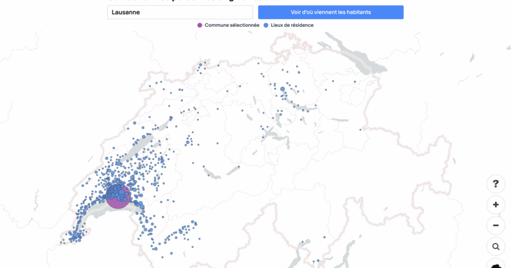 あなたは今も出身地（lieu d'origine / Heimatort）に住んでいますか？地図上で「Trub」を確認してください