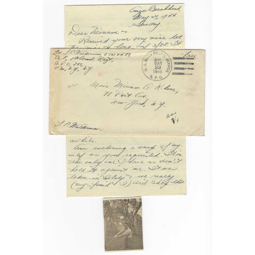 イタリアの米兵がアンツィオ橋頭堡の塹壕で書いた第二次世界大戦時代の手紙。詳細はコメントで。イタリアの歴史。
