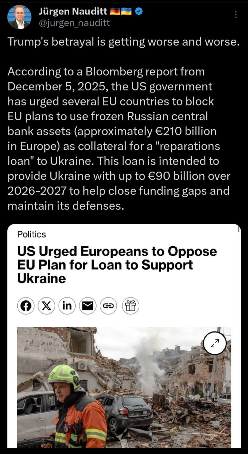 米国は欧州諸国に対し、EUのウクライナ支援融資計画に反対するよう求めた。これは、ウクライナを巡るロシアの大義に対する支持の劇的な変化を示す一連の動きである。