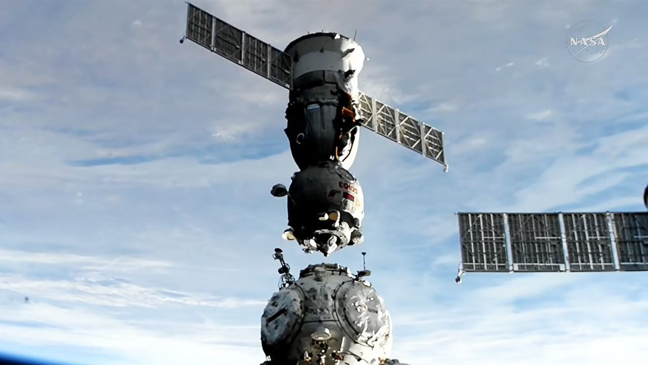 ISS＝国際宇宙ステーションを離れるロシアの宇宙船「Soyuz MS-27」（Credit: NASA）