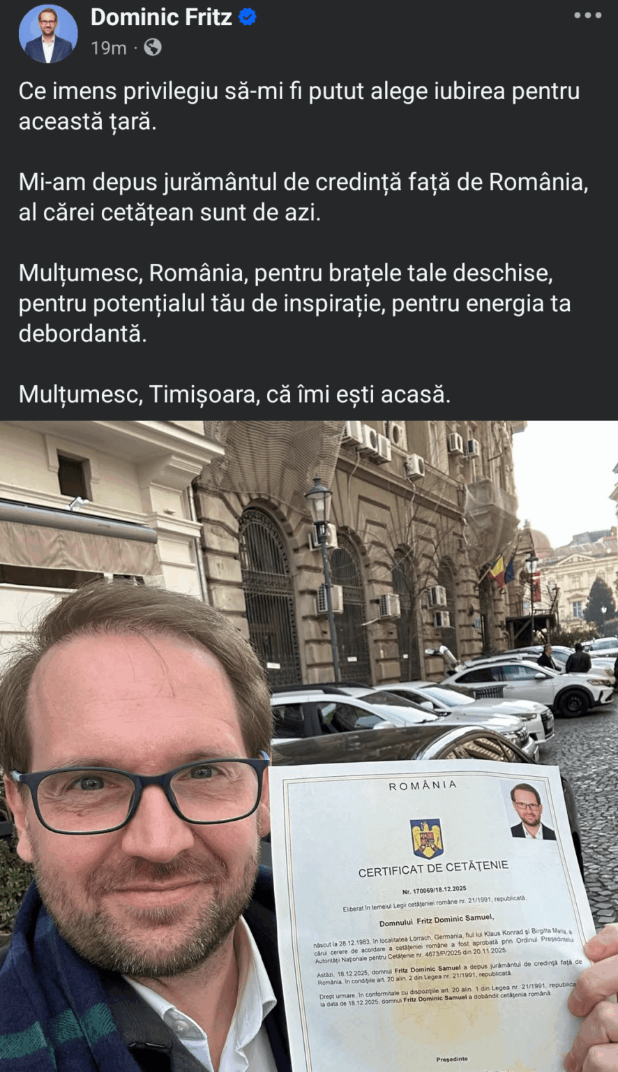 ドミニク・フリッツはルーマニア人になりました！