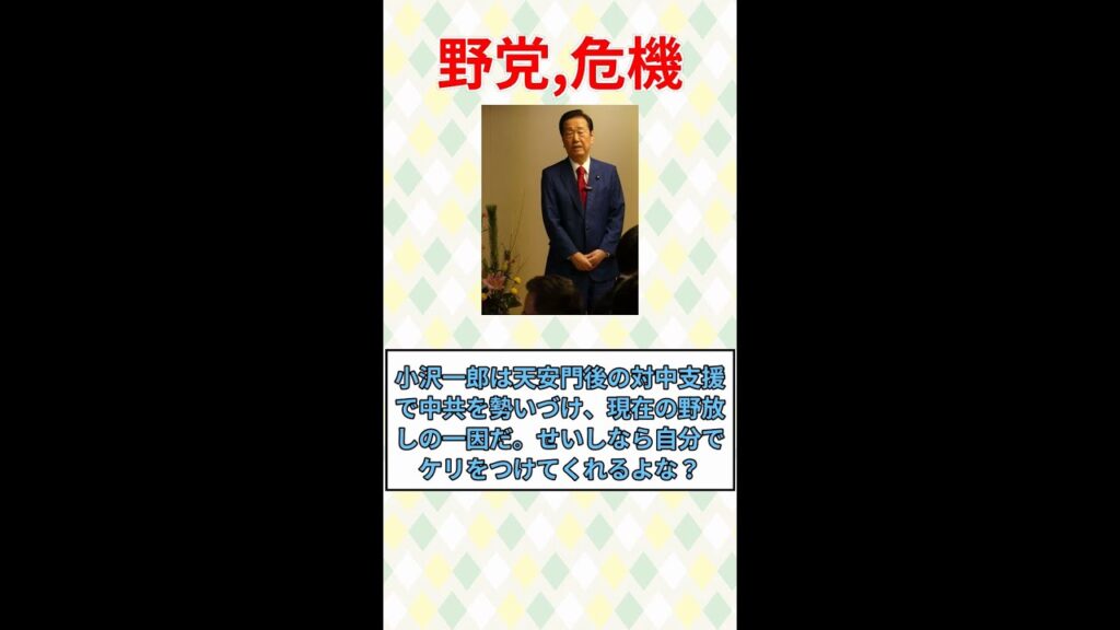 【速報】小沢一郎が野党の危機を警告#みんなの反応#ニュース#ネットの声
