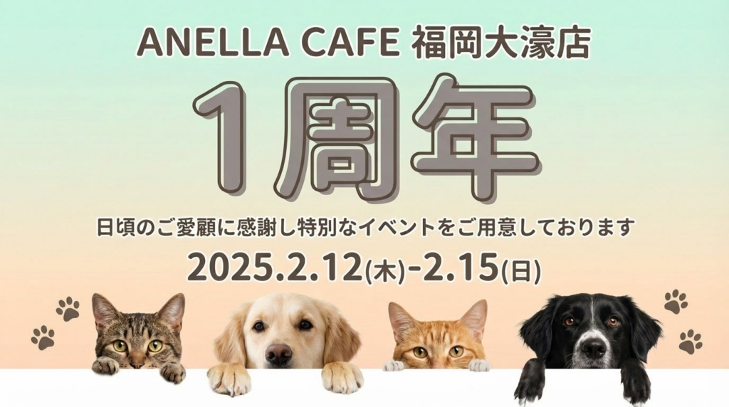保護犬・保護猫と“ふれあうこと”が支援になる場所。ANELLA CAFE 福岡大濠店、オープン1周年記念イベントを開催 | 株式会社Ｄｕｆｆｙ＆Ｃｏｃｏのプレスリリース
