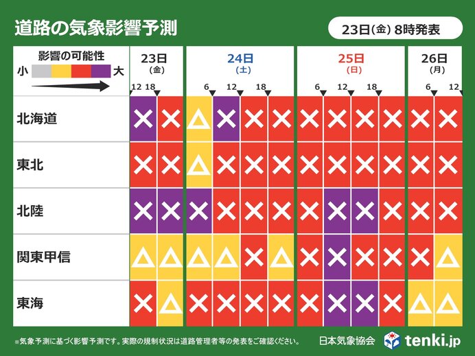 大雪による車の立ち往生など道路への影響大　26日にかけて影響が長引く恐れ