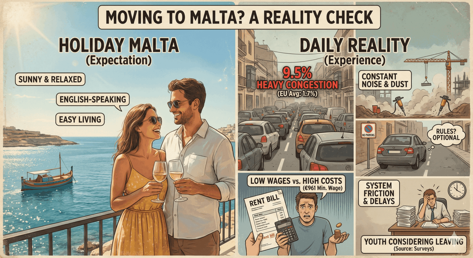 マルタに移住しますか？これが現実とホリデーバージョンです（ソース付き）