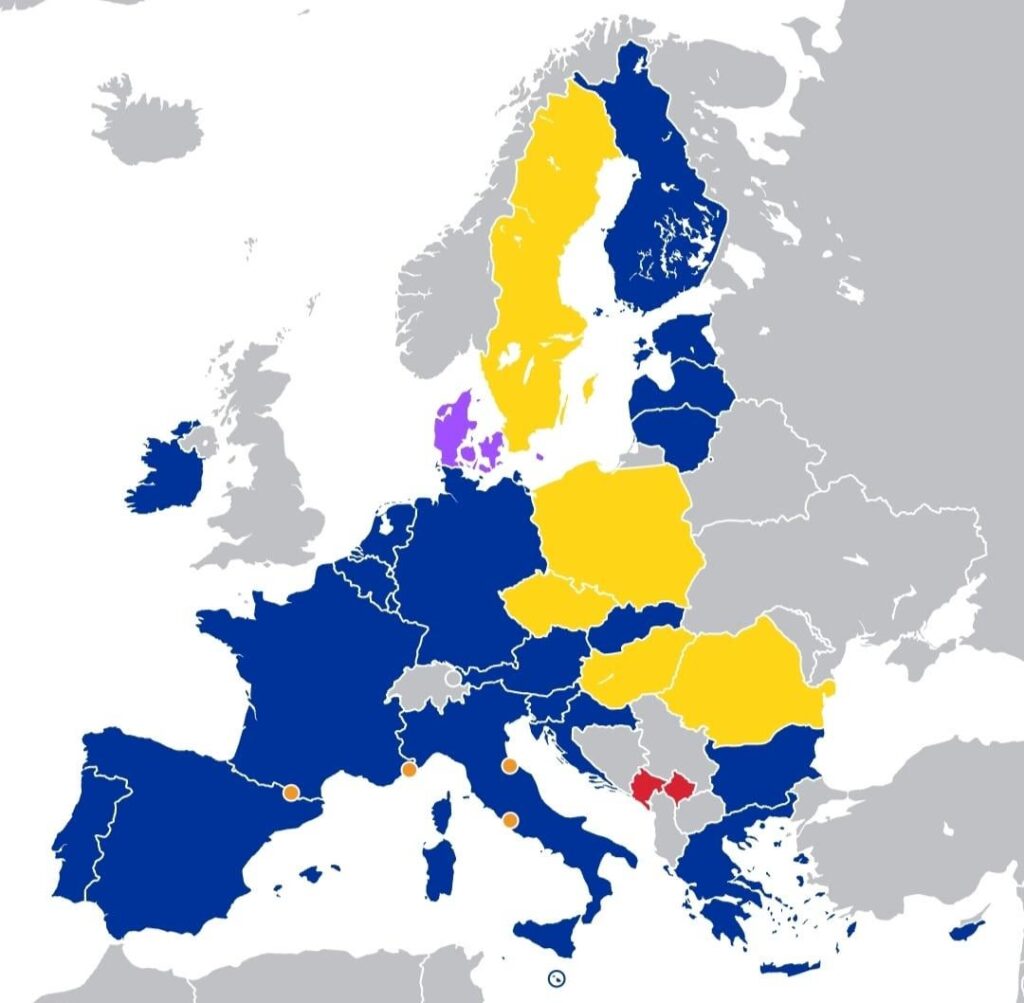 EU には他にルーマニア、ハンガリー、ポーランド、チェコ共和国、スウェーデン、デンマークの 6 か国がユーロを自国通貨として使用していません。
