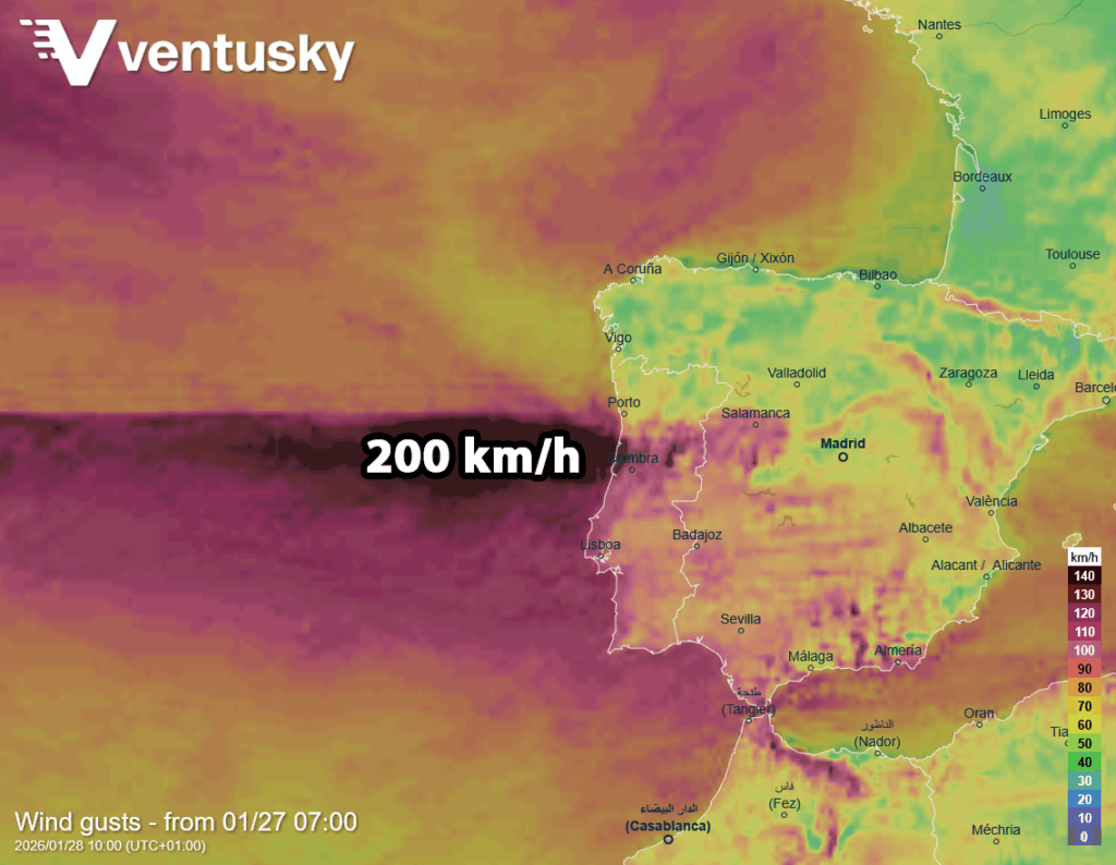 最近の米国のシステムを彷彿とさせる強力な嵐が、一夜にしてポルトガルに到達するでしょう。