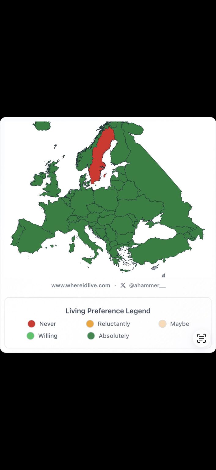 ノルウェー人として住んでいる場所