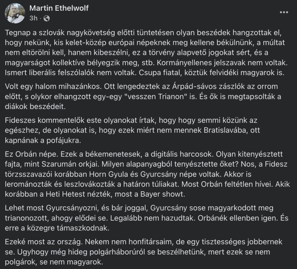 FAM - スロバキア大使館前のデモに対するアッティラ・マルトン・ファルカス氏の考え