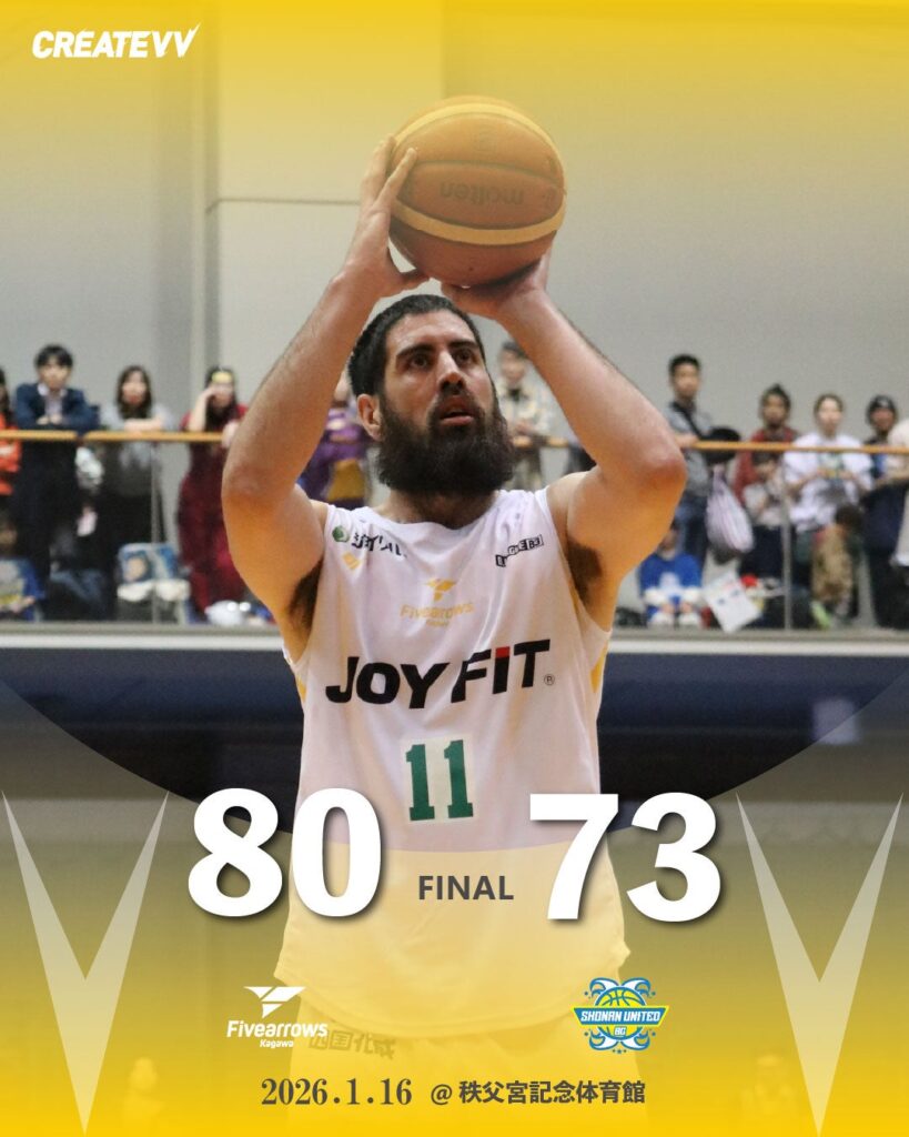 【ゲームレポート】1/16(金) vs湘南ユナイテッドBC GAME1 | 香川ファイブアローズ